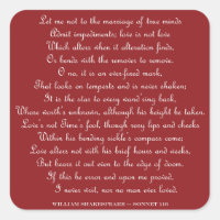 Shakespeare's Sonnet 116 Square Magnet