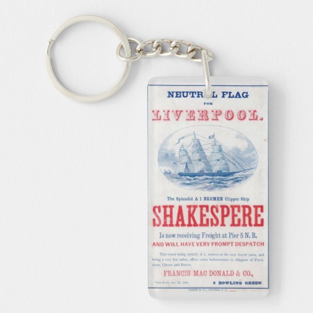 Shakespere Clipper sailing ship 1861 Key Ring (Front)