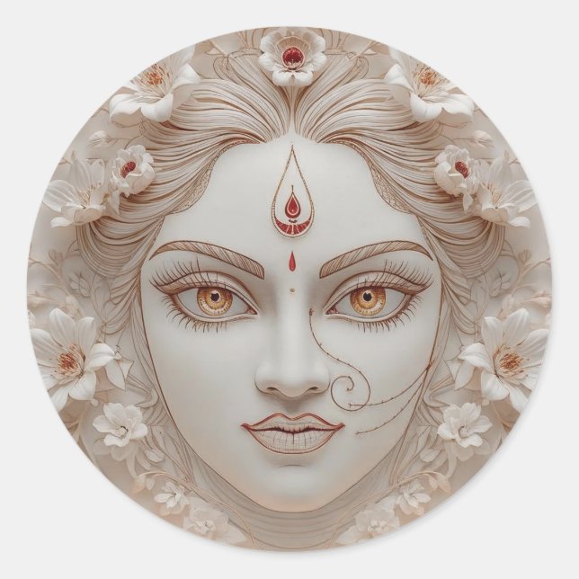 Shakti Within – Minimal Devi Illustration Classic Round Sticker (Front)