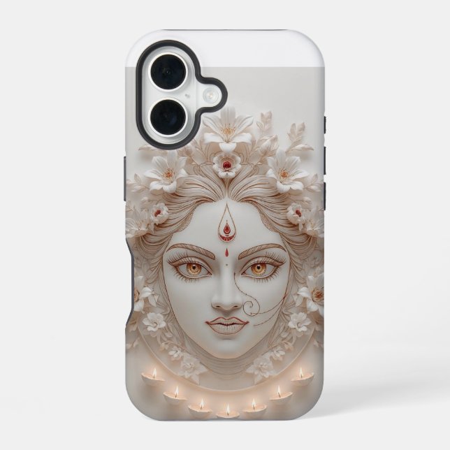 Shakti Within – Minimal Devi Illustration iPhone 16 Case (Back)