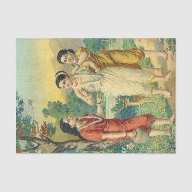 Shakuntala Sakhi by Raja Ravi Varma Tissue Paper (Front)