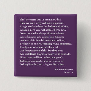 Shall I compare thee to a summer's day? sonnet 18 15 Cm Square Badge