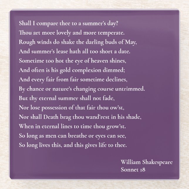 Shall I compare thee to a summer's day? sonnet 18 Glass Coaster (Front)