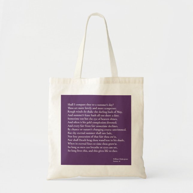 Shall I compare thee to a summer's day? sonnet 18 Tote Bag (Front)