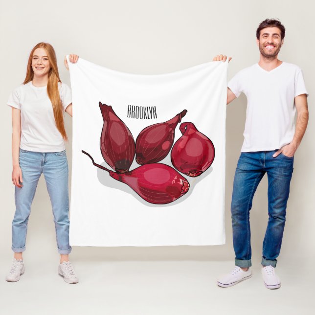 Shallot cartoon illustration fleece blanket (In Situ)