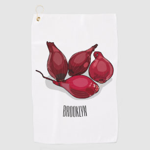 Shallot cartoon illustration golf towel