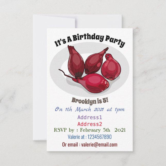 Shallot cartoon illustration invitation (Front)
