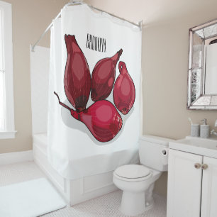 Shallot cartoon illustration shower curtain