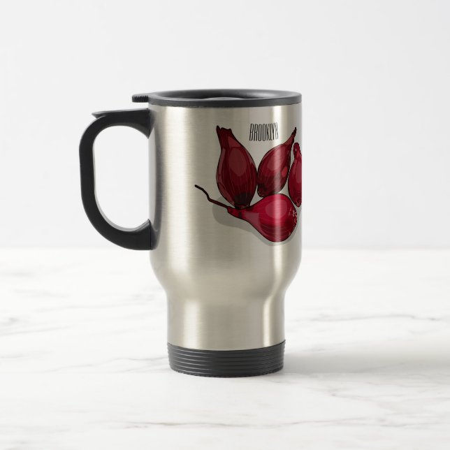 Shallot cartoon illustration travel mug (Left)