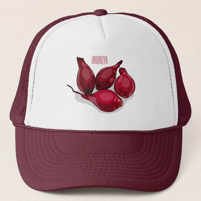 Shallot cartoon illustration trucker hat (Front)