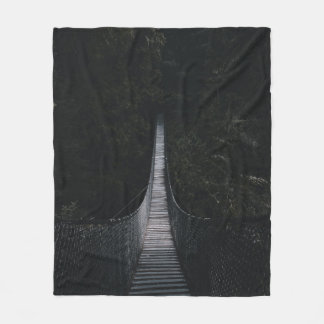 SHALLOW FOCUS PHOTO OF BROWN WOODEN BRIDGE FLEECE BLANKET