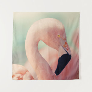 Shallow focus photography of pink flamingo tapestry