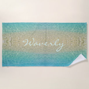 Shallow Water Personalised Turquoise & Sand Beach Towel