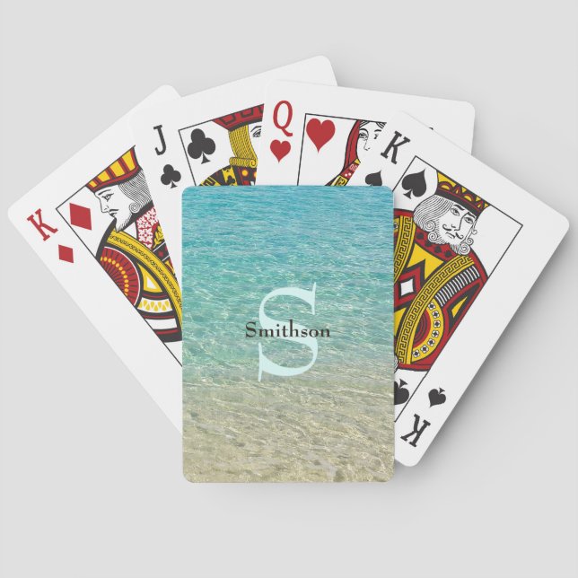 Shallow Water Personalised Turquoise & Sand Playing Cards (Back)