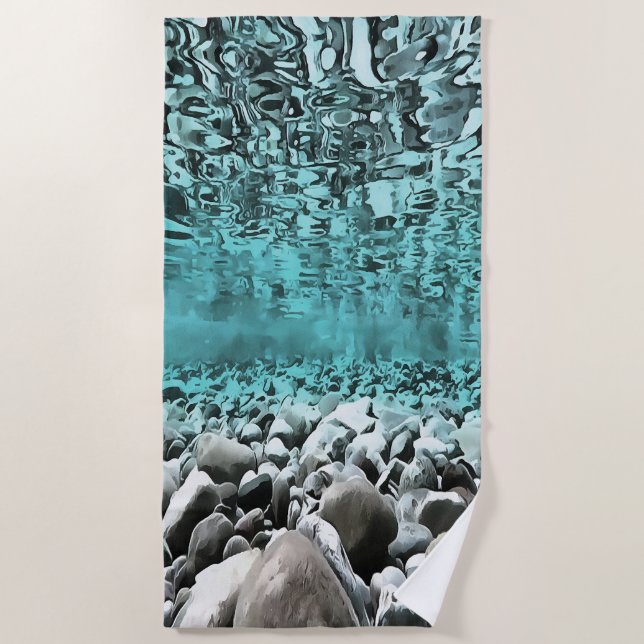 Shallow Waters Artistic Aegean Art Beach Towel (Front)