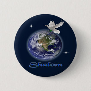 Shalom  6 cm round badge