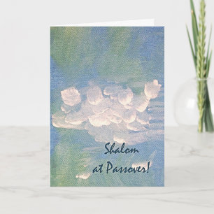 Shalom at Passover Card White Clouds on Blue Art