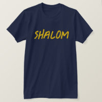 Shalom Bold Distressed Lettering Navy Blue Hebrew