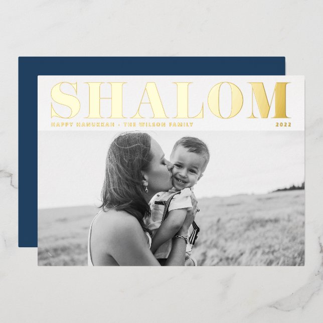 Shalom Bold Typography Happy Hanukkah Photo (Front/Back)