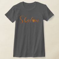 Shalom Cursive Orange Font Jewish Grey 