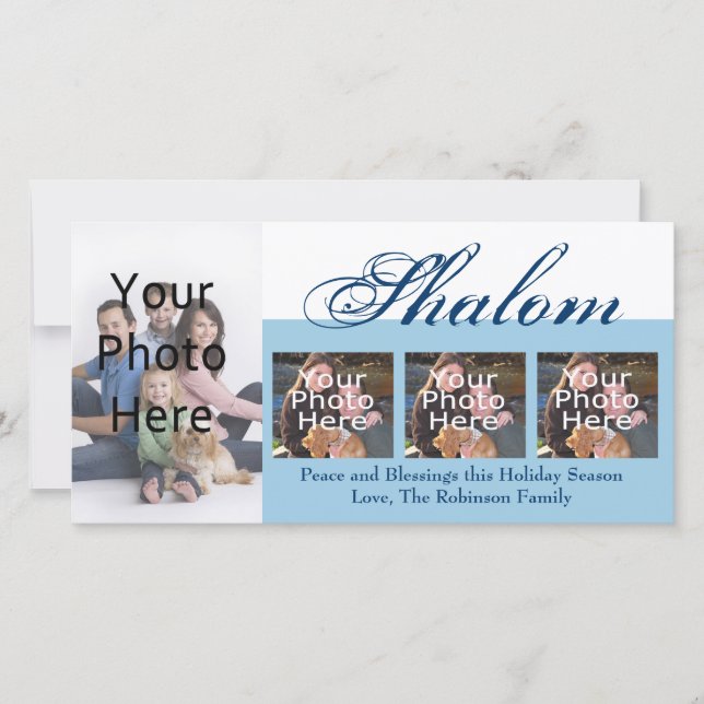 Shalom Custom Hanukkah Photo Cards (Front)