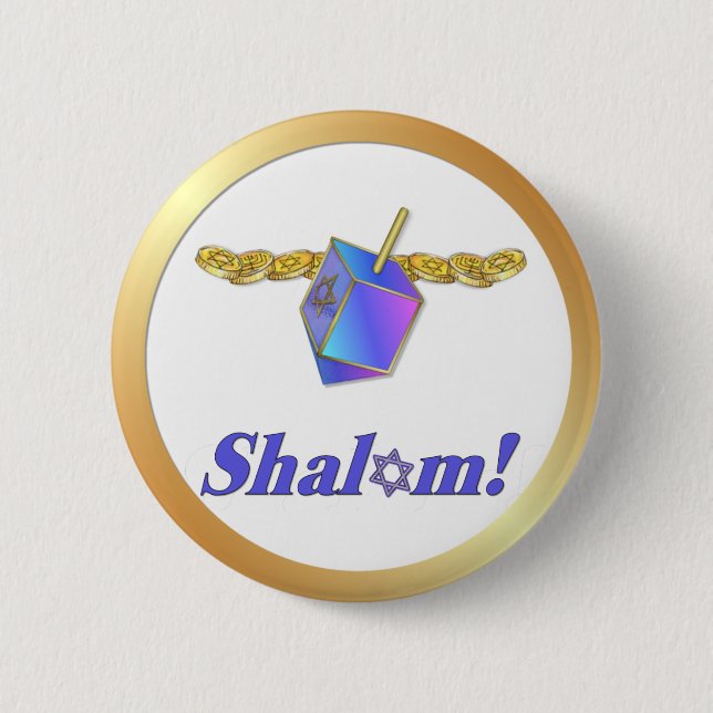 Shalom Hanukkah 6 Cm Round Badge (Front)