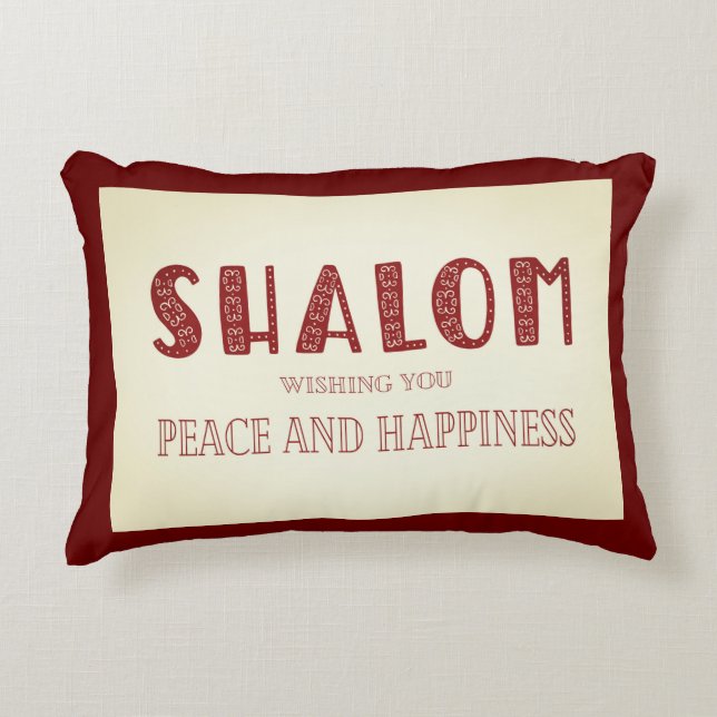 SHALOM Peace And Happiness Decorative Cushion (Front)
