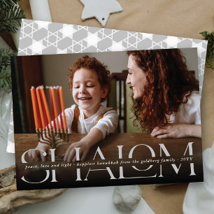 Shalom Peace Love Light Modern Hanukkah Photo Card
