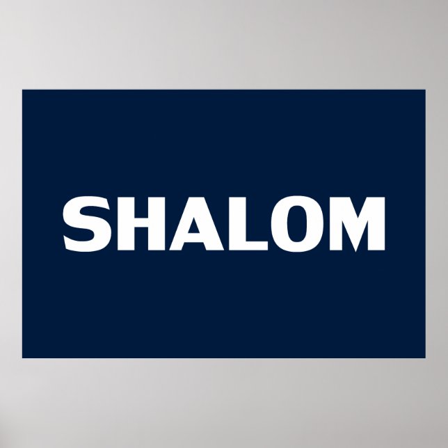 Shalom, Peace, navy blue white modern simple Poster (Front)