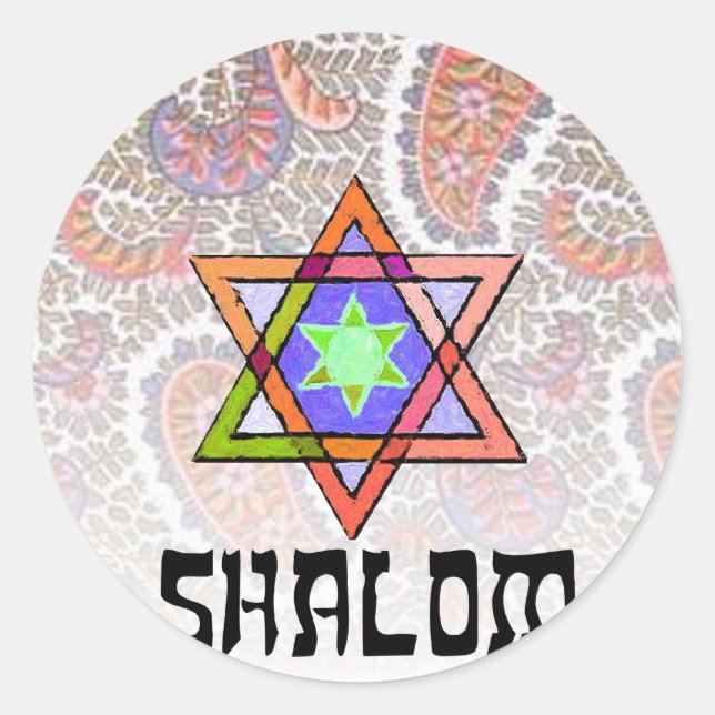 Shalom Pink Paisley Classic Round Sticker (Front)