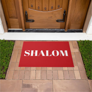 Shalom red and white elegant doormat