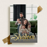 Shalom Script in Gold<br><div class="desc">Classic holiday photo cards in beautiful gold foil printing.</div>