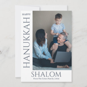 Shalom White Letter Hanukkah family photo Holiday Card