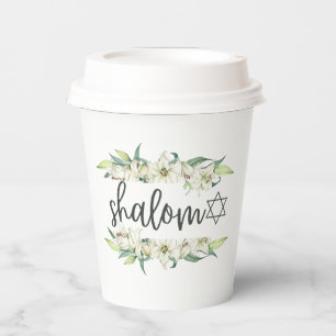 Shalom (with Lilies and Star of David) Paper Cups