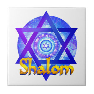 SHALOM with Star of David Medallion Tile