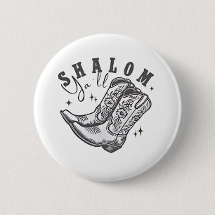 Shalom Y'all Cowboy Jewish Hanukkah West  6 Cm Round Badge