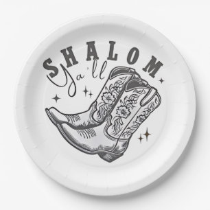 Shalom Y'all Cowboy Jewish Hanukkah West  Paper Plate