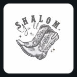 Shalom Y'all Cowboy Jewish Hanukkah West  Square Sticker<br><div class="desc">Hanukkah humour,  Western cowboy theme,  Jewish holiday 2025,  menorah celebration,  funny Jewish phrase,  cowboy boot design,  southern Jewish pride,  Hanukkah with a twist,  cultural fusion,  festive spirit</div>