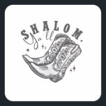Shalom Y'all Cowboy Jewish Hanukkah West  Square Sticker<br><div class="desc">Hanukkah humour,  Western cowboy theme,  Jewish holiday 2025,  menorah celebration,  funny Jewish phrase,  cowboy boot design,  southern Jewish pride,  Hanukkah with a twist,  cultural fusion,  festive spirit</div>