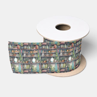 Shalvah - portrait of a bookshelf Satin Ribbon