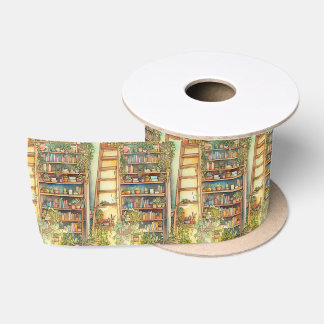 Shalvah - portrait of a bookshelf Satin Ribbon