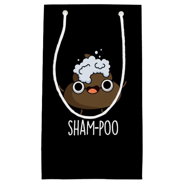 Sham-poo Funny Poop With Shampoo Pun Dark BG Small Gift Bag (Front)