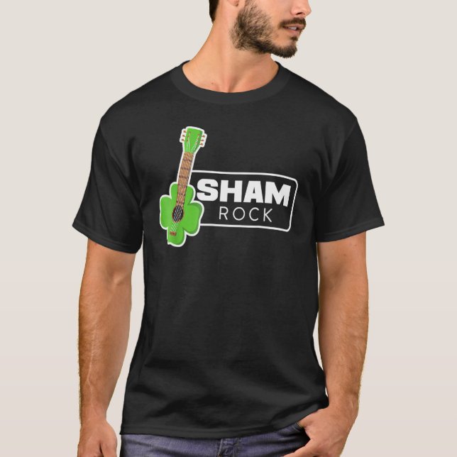 Sham Rock Guitar Funny St Patrick S Day Guitarist T-Shirt (Front)