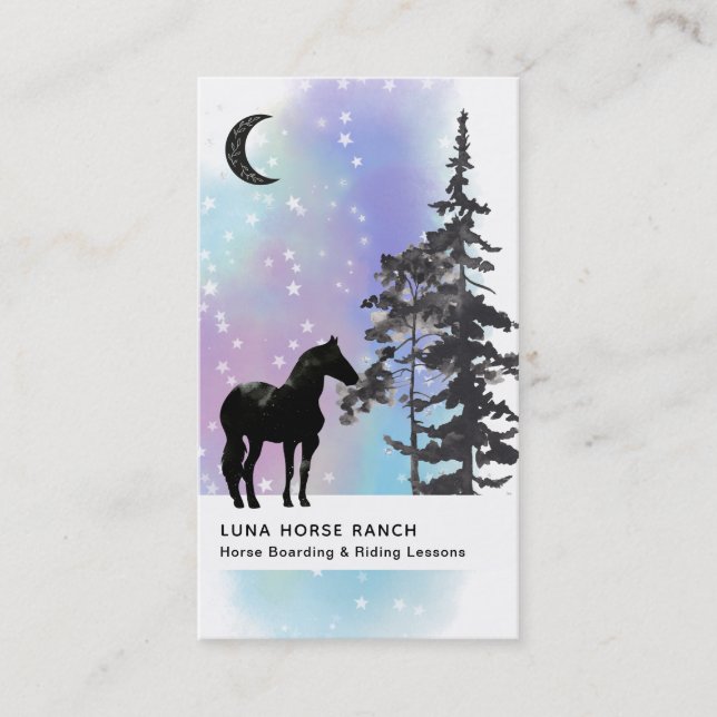 *~* Shaman Cosmic Stars Moon Horse Ranch Rainbow Business Card (Front)