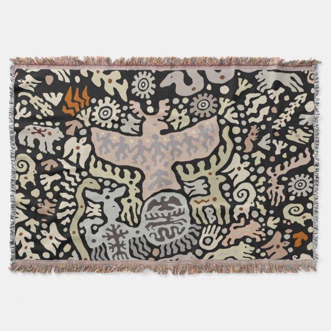 Shaman Peyote Ritual Throw Blanket (Front)