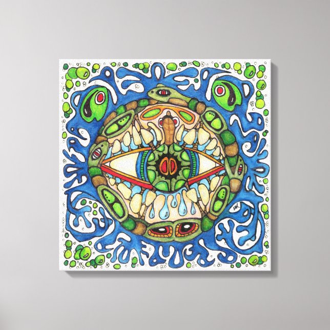 Shaman Spirit:  Blue Frog-Eye Shaman Medicine Canvas Print (Front)