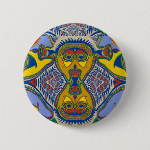 Shaman Tribal Mask 6 Cm Round Badge