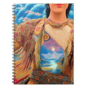 Shaman woman, skies, beautiful art. notebook