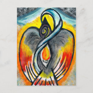 Shamanic Raven Fire Postcard