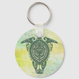 Shamanic Sea Turtle Symbol + your ideas Key Ring